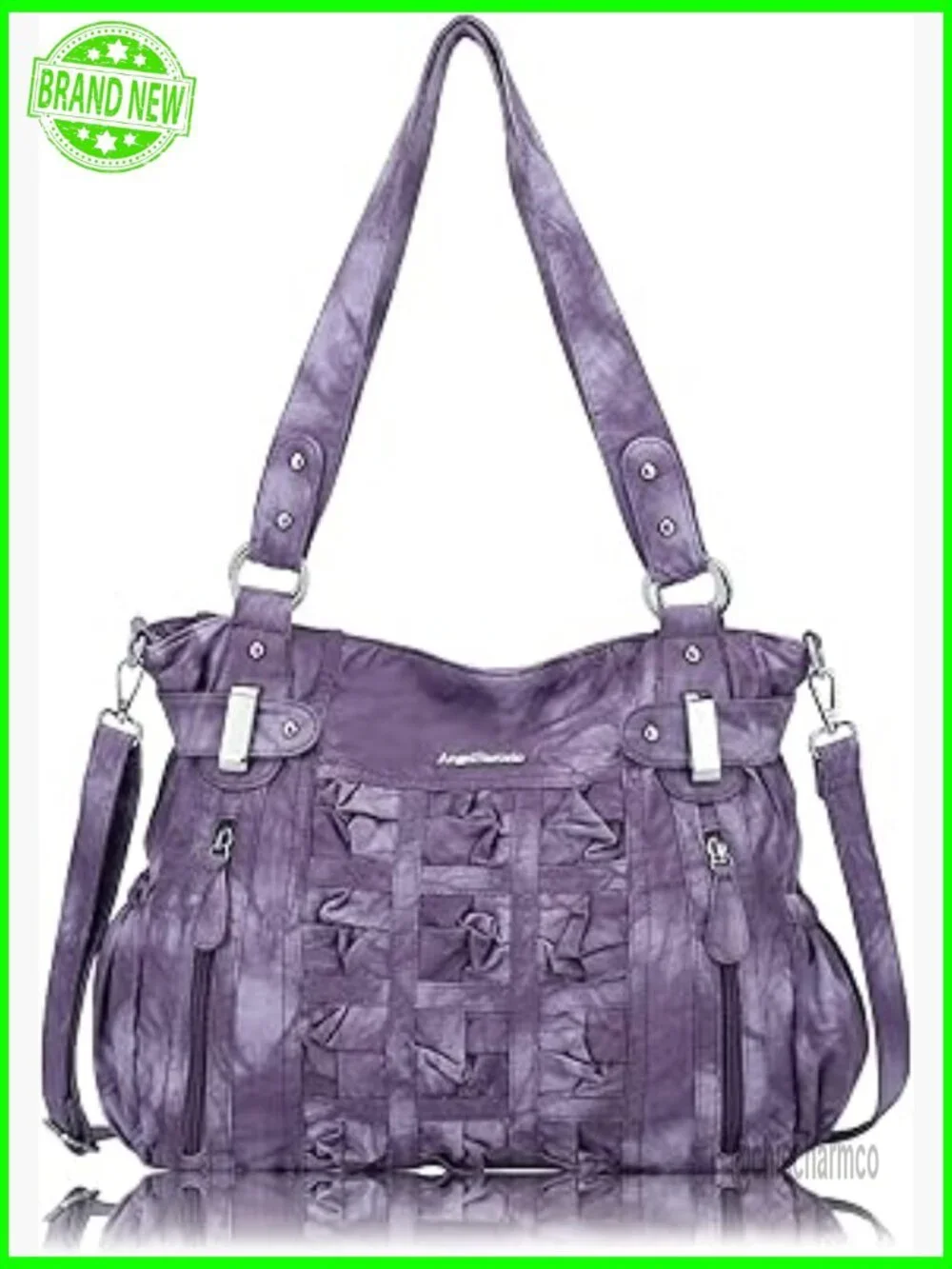 Large PU Leather Hobo Shoulder Bag with Multiple Pockets for Women